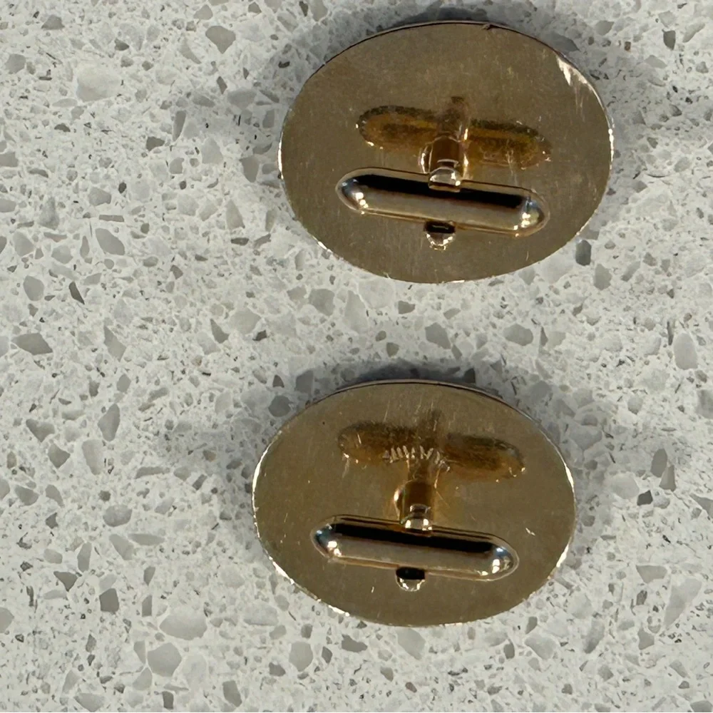 Vintage Swank Mother of Pearl Greek Soldier Cameo Cufflinks Gold Tone